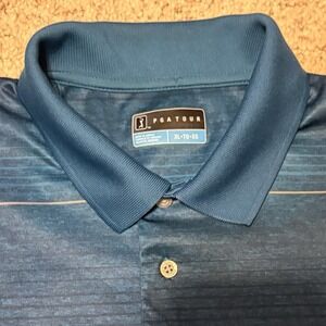 PGA TOUR Mens Short Sleeve Polo Shirt XL Teal Performance Golf Tennis Pickleball